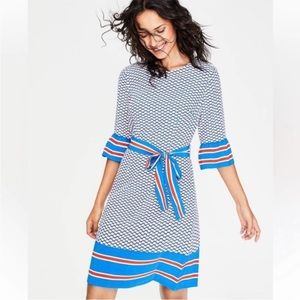 Boden Andrea Belted Dress Blue White 4